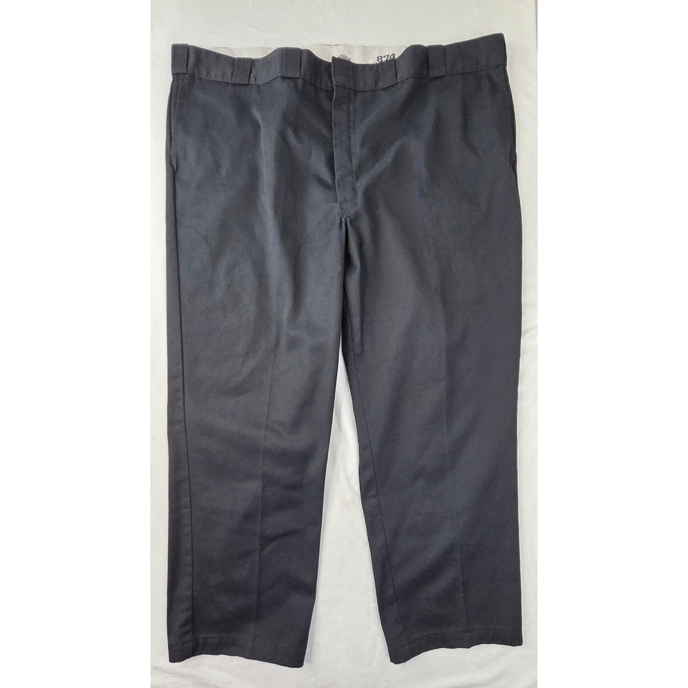 Dickies Work Pants Mens 48x28 Black Original Fit 874 Twill Trousers Excellent